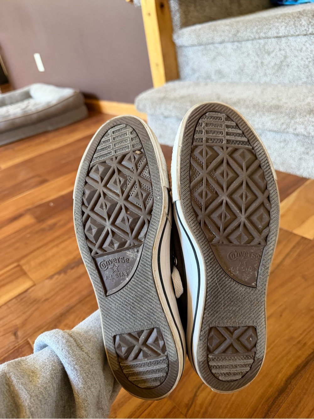 Converse Women’s Low-Top Canvas Sneakers in Brown with White Accents - Picture 3 of 6